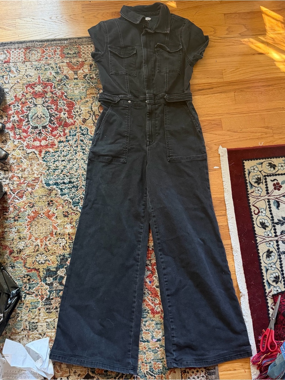 Good American black denim jumpsuit